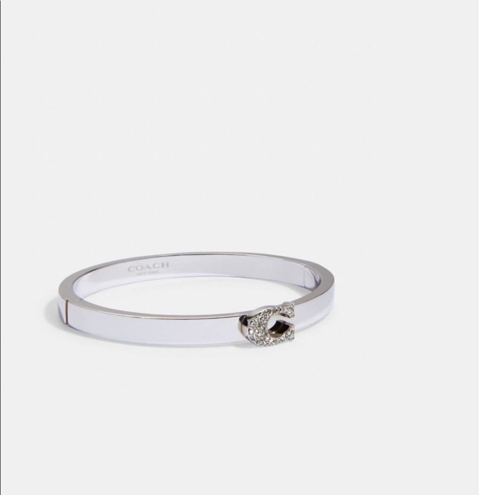 Coach Pave Signature Hinged Bangle Bracelet